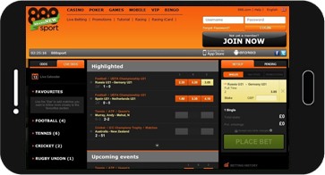 888 Sport screenshot on Android Device